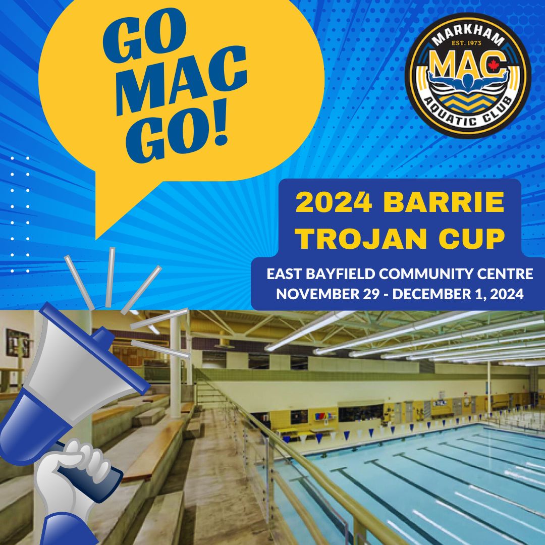macswimclub's tweet image. Another fast weekend kicks off today! Wishing the #MACarmy the best of luck and speedy races at the 2024 Trojan Cup in Barrie! #gomacgo #fastweekend #wearemarkhamswimming. A heartfelt thank you ❤️ to the officials and volunteers who make this possible @barrie_trojan_swim_club.