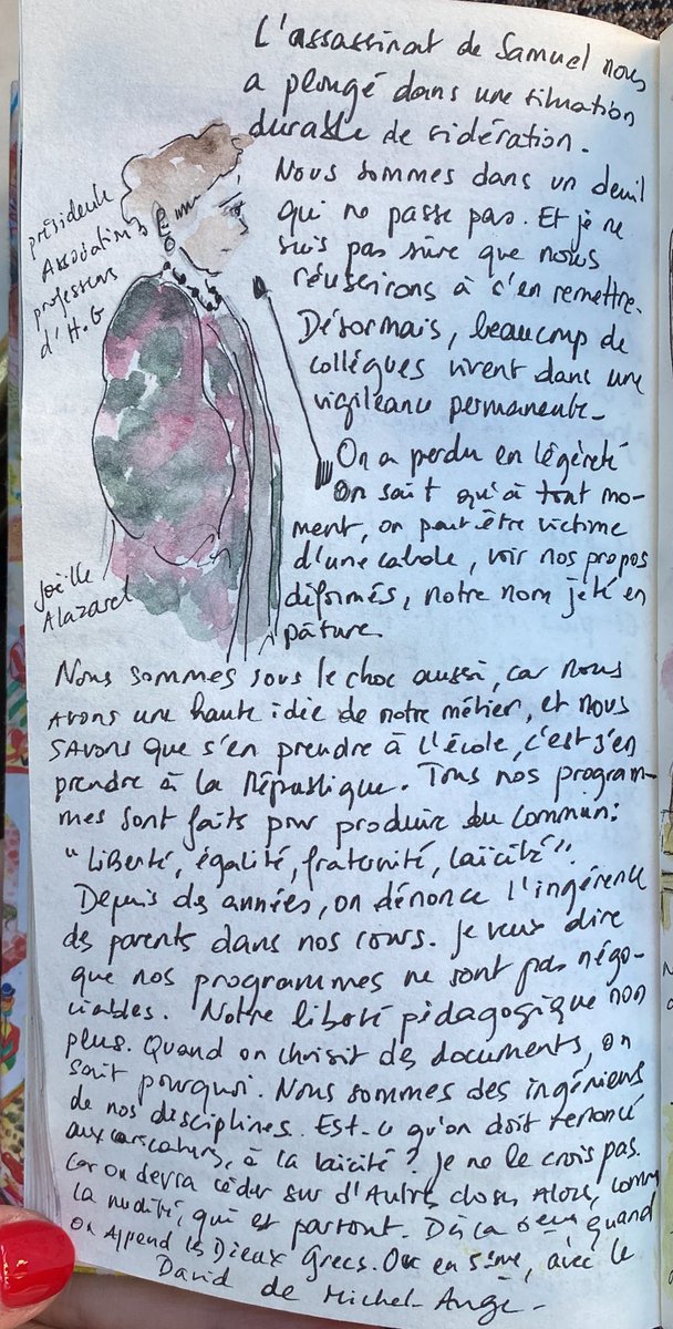 37% des français considèrent qu’il ne faut plus montrer les caricatures. <a href="/AlazardJ/">Joëlle Alazard</a> , présidente de l’Asso des profs d’HG leur répond. Diffusez ses mots, ils sont importants. Car pour les ennemis de la liberté, nous en auront toujours trop. 
#SamuelPaty