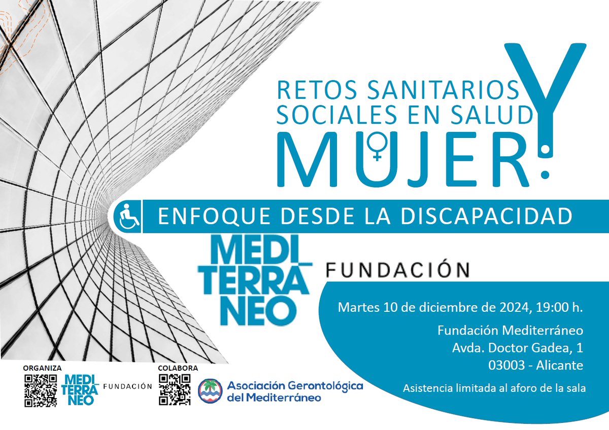 ⚡ Retos sanitarios y sociales en la salud y la mujer
📅 10 diciembre 2024 - 19:00h
📍 Fundación Mediterráneo - Avda. Doctor Gadea nº1
Más información 👉 fundacionmediterraneo.es/actividades/co…