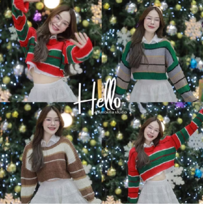 #เสื้อไหมพรม  Ambella พร้อมส่ง สเวสเตอร์ไหมพรมแขนยาว งานลายริ้วหลายสี น่ารักมาก มีให้เลือกแมทซ์ 📍💨Shopee s.shopee.co.th/3fmqofJk2U