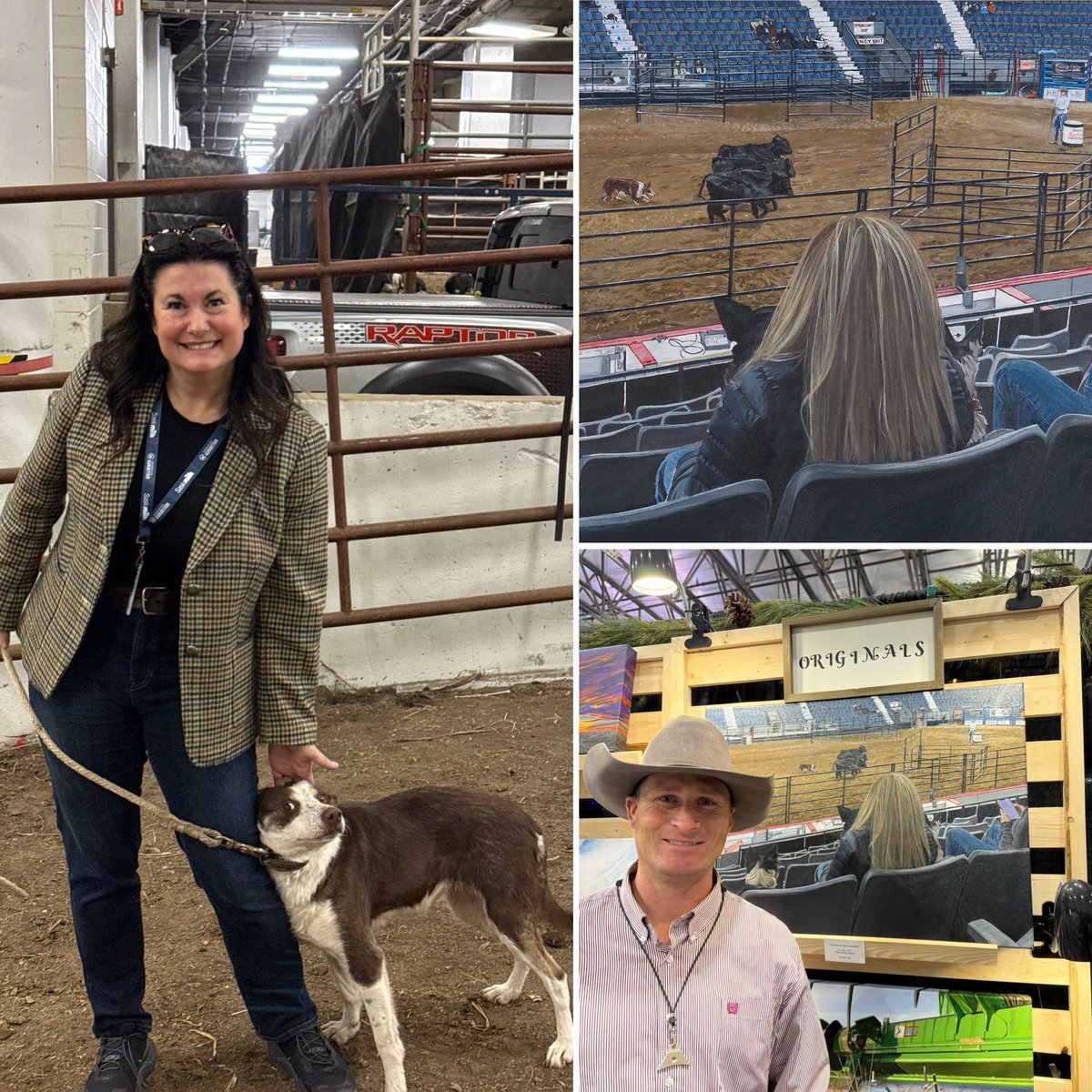 TanaCugnetArt's tweet photo. So what are the chances that I’d get to meet the stock dog & handler featured in my new painting?!
Someone recognized them & I later got to meet Rosi & her handler Calin!
Pretty amazing moment at @agribition yesterday!
#stockdogs #cowdogs #dogswithjobs #bordercollie https://t.co/jGek9l3uDj