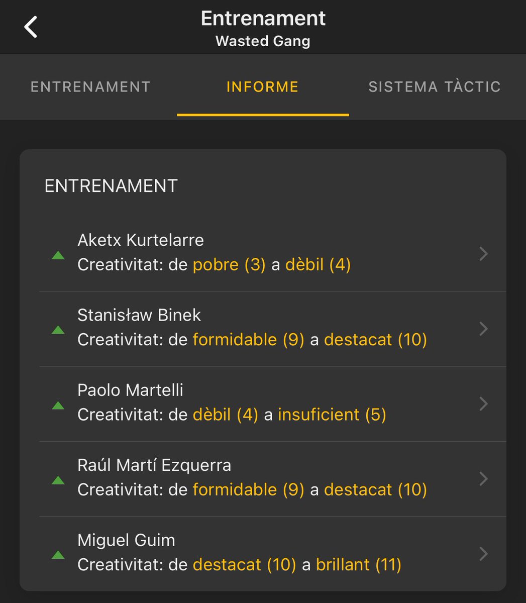 @xisco_team Hemos mejorado algunos jugadores! 
Ahora bien, el resto tardan 6 semanas hasta subir a Jugadas 14😁👏🏻💪🏻