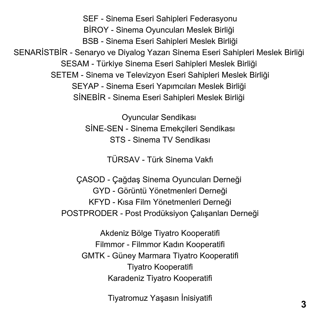 Sektör bileşenleri olarak RTÜK'ün sansür uygulamasına ilişkin ortak açıklamamızı basın ve kamuoyuyla paylaşıyoruz. 

#SansüreHayır 
#TiyatromuzYaşasın  ❤️
