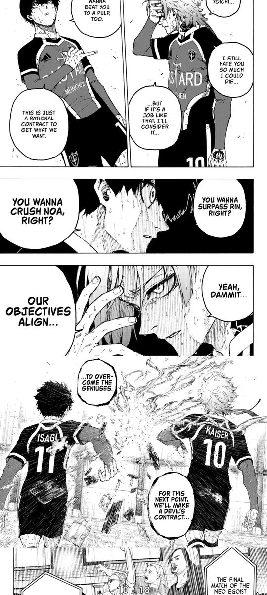 Changlikisser's tweet photo. Ngl the last two chapters of blue lock were amazing!! Loved these two panels #bluelock284 #bluelock285 https://t.co/q3SN2K8hNg