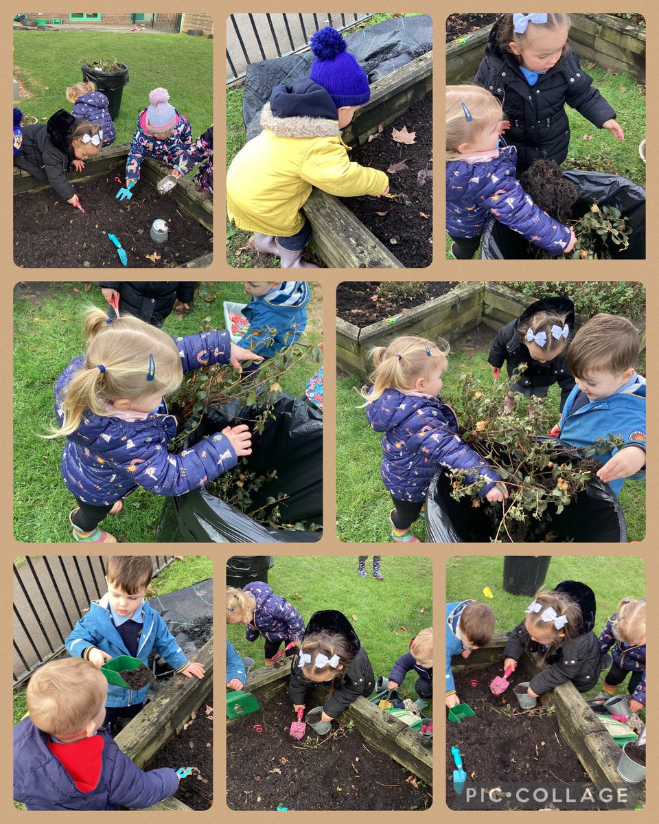 There is nothing like a good tidy up in the garden. Nursery pulled out the plants that had stopped growing, dug over the soil, trimmed the mint back and found lots of worms.
@ComberbachMrsY 
@ComberbachMrsH