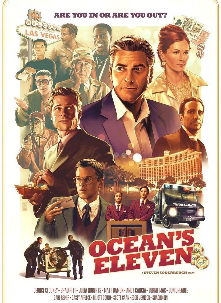 Ocean's Eleven is a highly popular 2001 heist film directed by Steven Soderbergh, based on the 1960 movie of the same name.