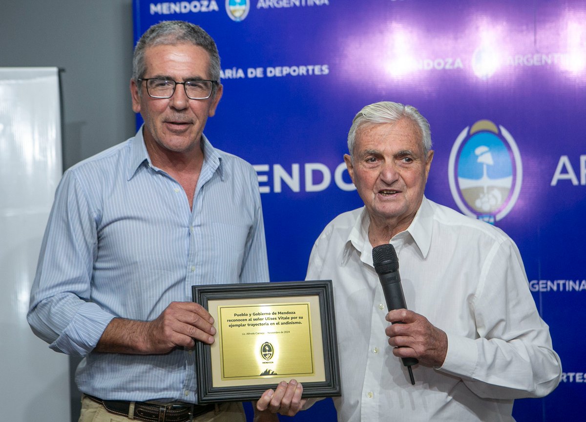 Reconocimiento al legado de Ulises Vitale, ícono del andinismo mendocino

El destacado andinista fue homenajeado este jueves por el Gobierno de Mendoza. Su prolífica carrera en las cumbres del mundo lo ha convertido en una leyenda del montañismo.

mendoza.gov.ar/prensa/reconoc…