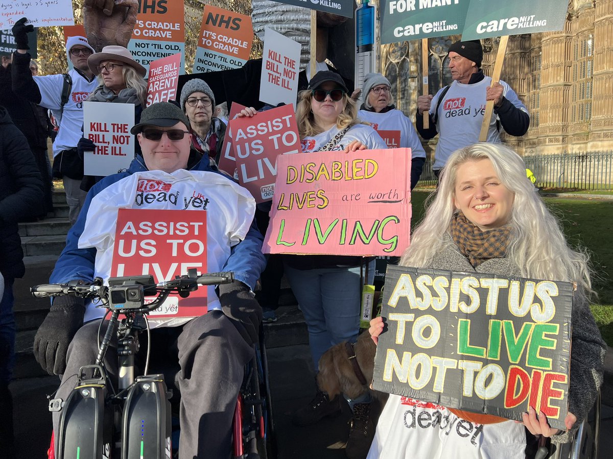 Katie Pennick (@katiepennick) on Twitter photo The BBCβs live coverage of the Assisted Dying Bill right now features two interviews with the pro-dying lobby, and none from those of us here fighting against it. But we are here and we are shouting!
βAssist us to live, not to die!β The BBCβs live coverage of the Assisted Dying Bill right now features two interviews with the pro-dying lobby, and none from those of us here fighting against it. But we are here and we are shouting!
βAssist us to live, not to die!β
