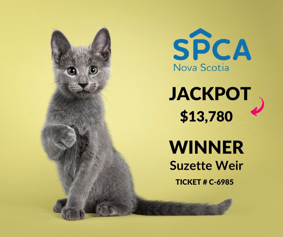 Is this jackpot for us?! That was our reaction when we saw that $13,780! Congratulations to Suzette Weir for being our newest winner! 

The new draw is open at SPCA5050.COM. You have until Dec 4 to buy your tickets for a chance to win BIG while helping pets in need.💙