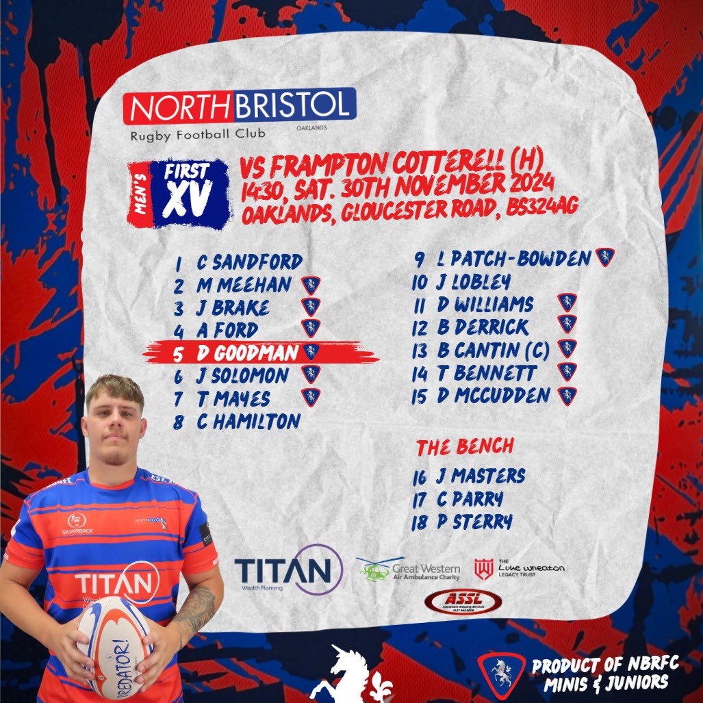 NBRFC's tweet image. 🟦 𝗧𝗘𝗔𝗠 𝗡𝗘𝗪𝗦 🟥

🗓 Saturday
🏉 Mens 1st XV
🆚️ @FramptonRFC 
⏰ 1️⃣4️⃣:3️⃣0️⃣ 
📍 Home 🏠 

#UTN 💙❤💙❤
#FREETOSEE #bristol #rugby #northbristol #grassroots  #bristolrugby