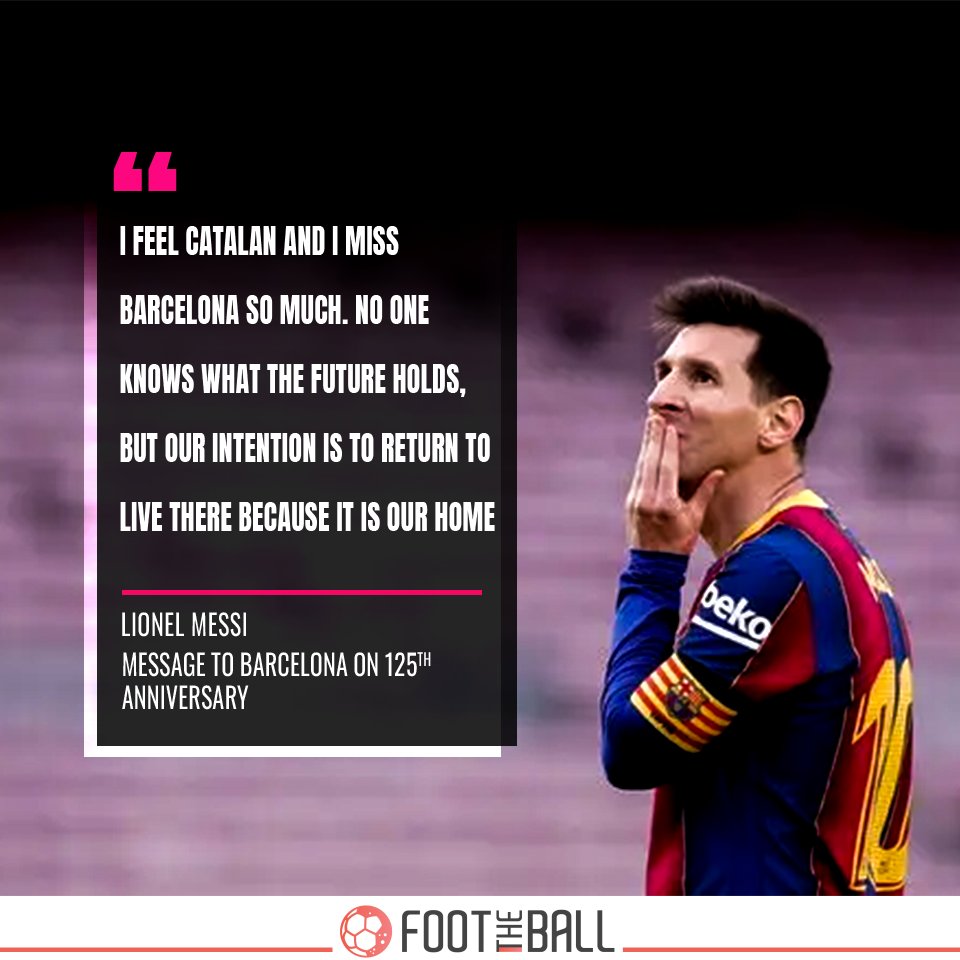 FootTheBallFC's tweet photo. Leo Messi on Barça’s 125th anniversary 💙❤️ “Barcelona shaped me, it’s my home, my pride, my family. I miss it deeply.”

#soccer #football #bestfootball #footballnews #footballmeme #goals #news #sports #fc #foottheball #messi #barcelona #fcbarcelona #leomessi https://t.co/VZ67ivVmkh