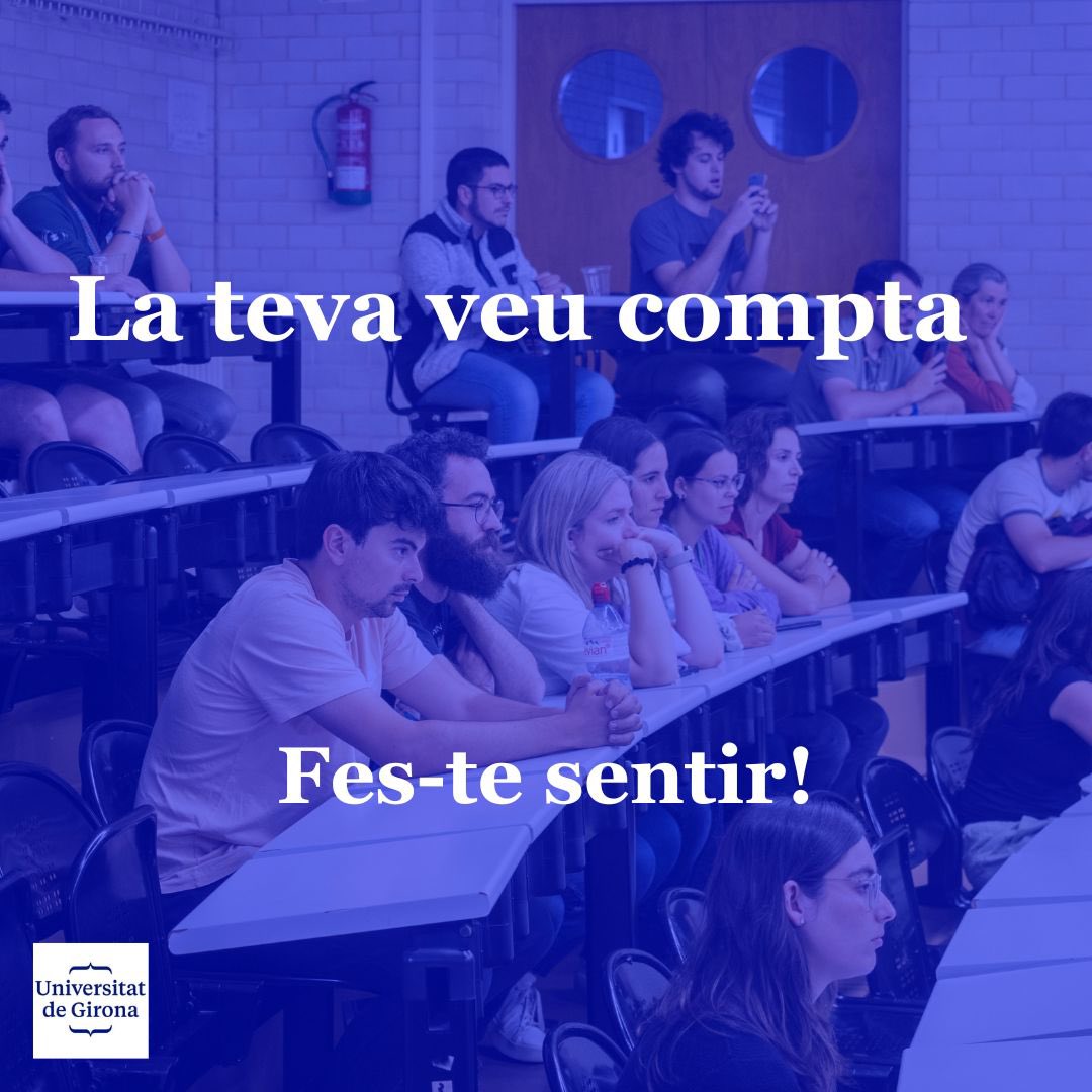 📣Informació per a <a href="/estudiantsudg/">Consell Estudiants UdG</a>:

Connecteu-vos a La Meva UdG i feu l'enquesta de docència. Podreu guanyar un dels vals de marxandatge. 

Del 2 de desembre fins al 21 de febrer de 2025. 

#latevaveucompta
