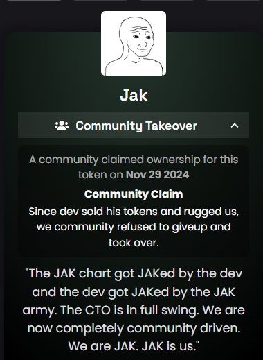 Jakcoin's tweet photo. $jak is finally updated on dexscreener as community takeover. https://t.co/xJ7XPQTVL7