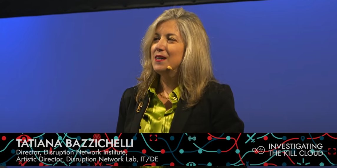 "We  have been working for many months in investiganting the impact of #AI  and data driven technologies on the war of today and tomorrow. This come  from our history since we started 10 years ago investigating the same issues." <a href="/t_bazz/">Tatiana Bazzichelli</a>.
#DNL34 #KillCloud
dnlb.org/live