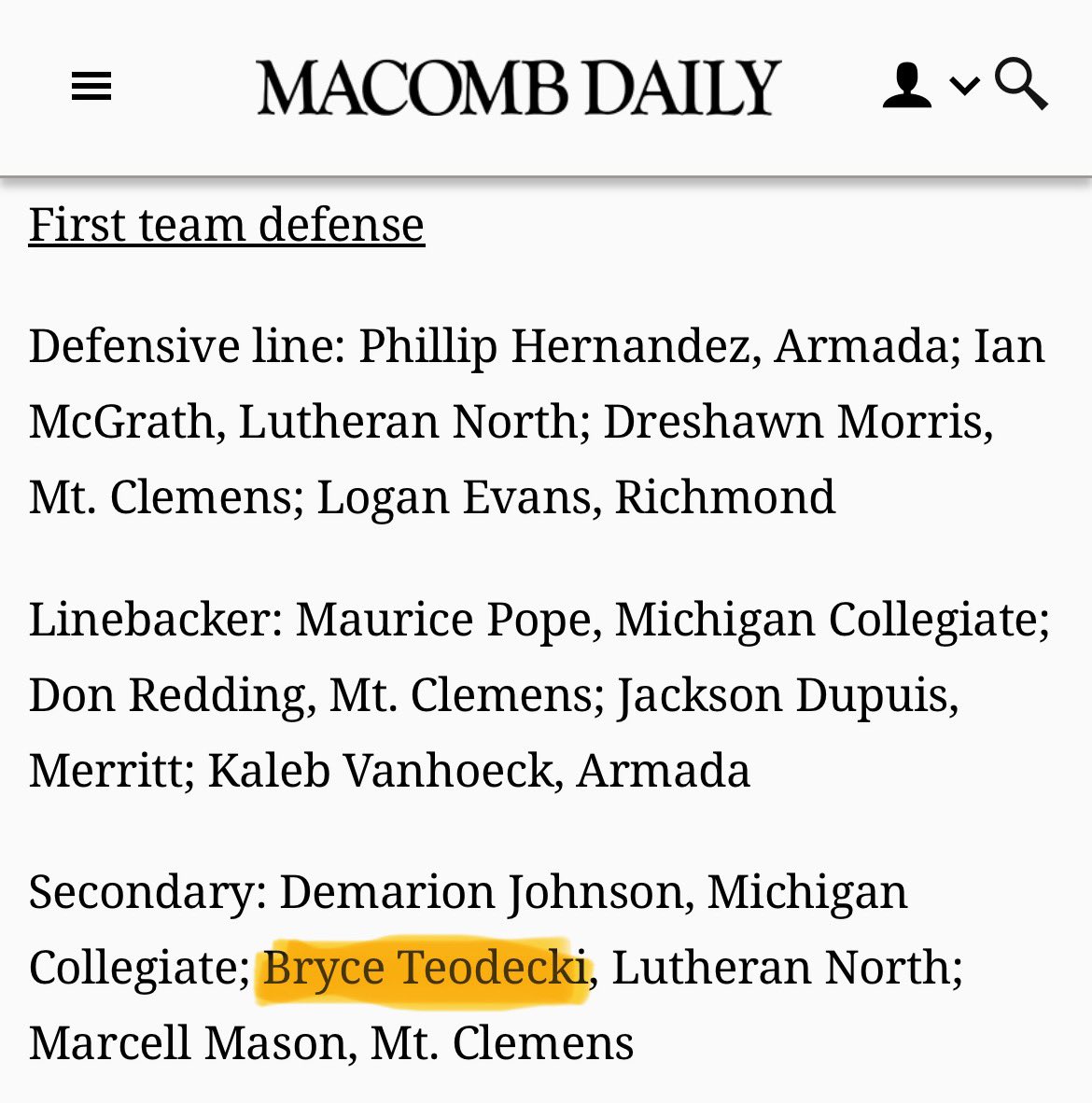 Grateful to be named First team for All-Region and All County.