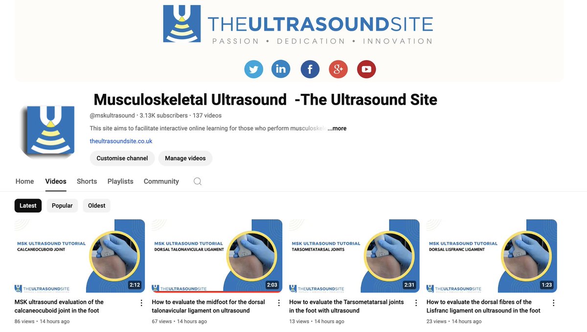 NEW FREE MSKUS TUTORIAL VIDEOS now on our You Tube channel!

We need your support and thumbs ups, likes and follows of our channel here! youtube.com/@mskultrasound

Lower leg, foot/ankle structures and more coming!

#PASSION  #DEDICATION #INNOVATION #MSKUS