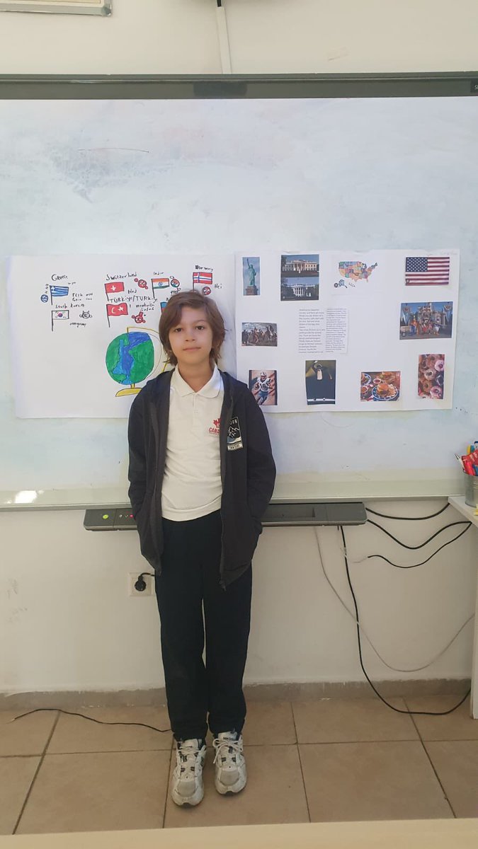 icsk12schools's tweet photo. Ortaokul 5. sınıf öğrencileriyle "Dünya Çapında Selamlar" projemizi tamamladık. Öğrencilerimiz, 10 farklı dilde selamlar ve yanıtlar hakkında veri topladılar, bir poster hazırlayarak; poster içerisinde ülke bayrağı ve haritası, popüler insanlar, yemekler ve selamlara yer verdik. https://t.co/cqTugPTcy9