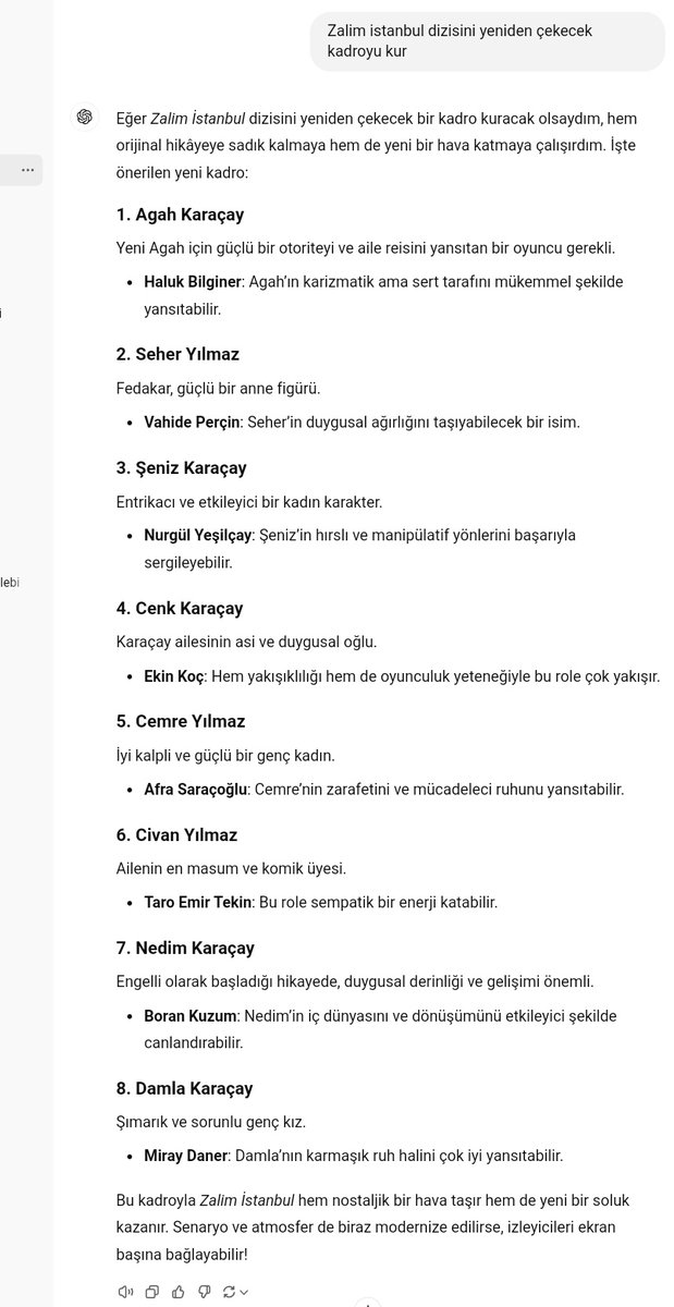 Yapay zekaya zalim istanbulu  yeniden çekecek kadroyu kur dedim 🤭
