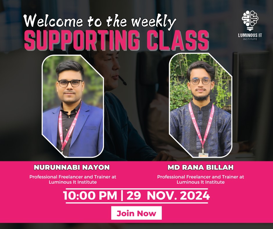 RafiAhm28169357's tweet image. 💼 Boost Your Skills with Weekly Support Classes!

📘 Join our Weekly Support Class to gain expert guidance, practical tips, and real-time support for your growth.🌟 Affordable rates starting at $25/session! 🚀
#SupportClass #SkillBoost #ProfessionalGrowth #CareerSuccess