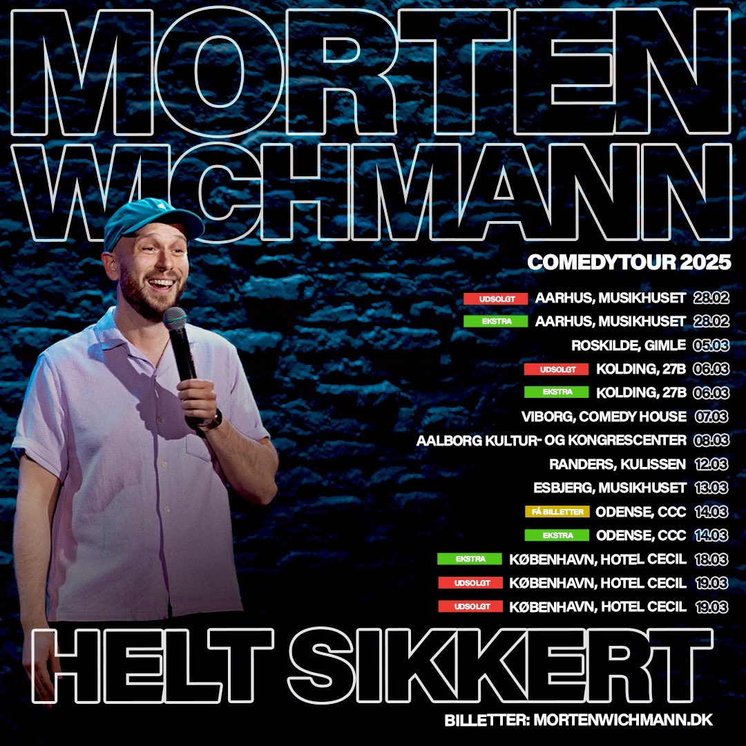 Jeg glæder mig virkelig til at lave onemanshow til foråret! Der er tilføjet show i Randers, ekstrashow i Aarhus, Kolding og Odense, samt et ekstra ekstra show i Kbh. Det går stærkt, så i skal skynde jer at købe billetter. Med mindre i bor i Viborg… Så kan I tage jer god tid.