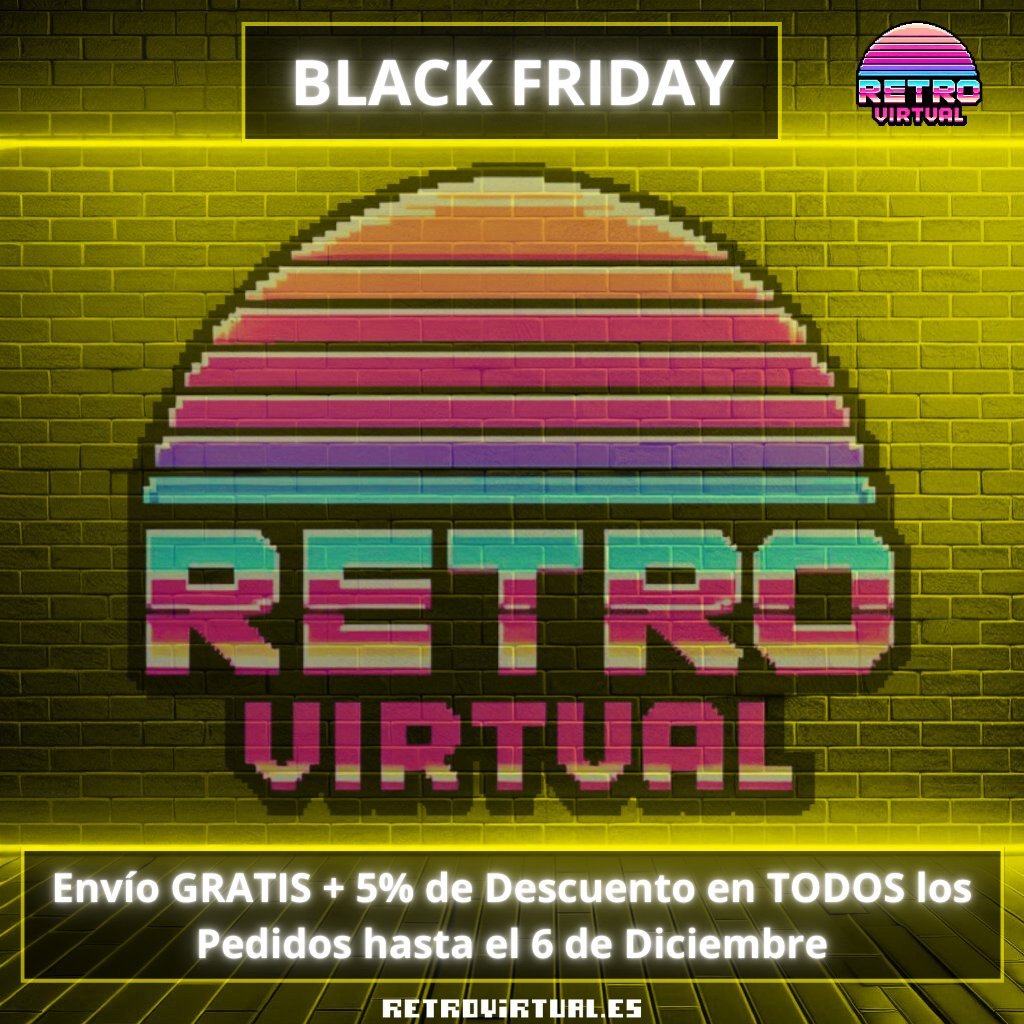 🚨⬇️¡Alerta de Ofertón!⬇️🚨

🖤👾¡Llega el Black Friday a <a href="/RetroVirtualX/">Retrovirtual</a>!👾🖤
🤩Envíos GRATIS y -5% en TODOS los pedidos hasta el Viernes 6 de Diciembre

☝️🧐Aprovecha esta ocasión junto a nuestras ofertas semanales para conseguir hasta más de un 30% de descuento en nuestra web🤯