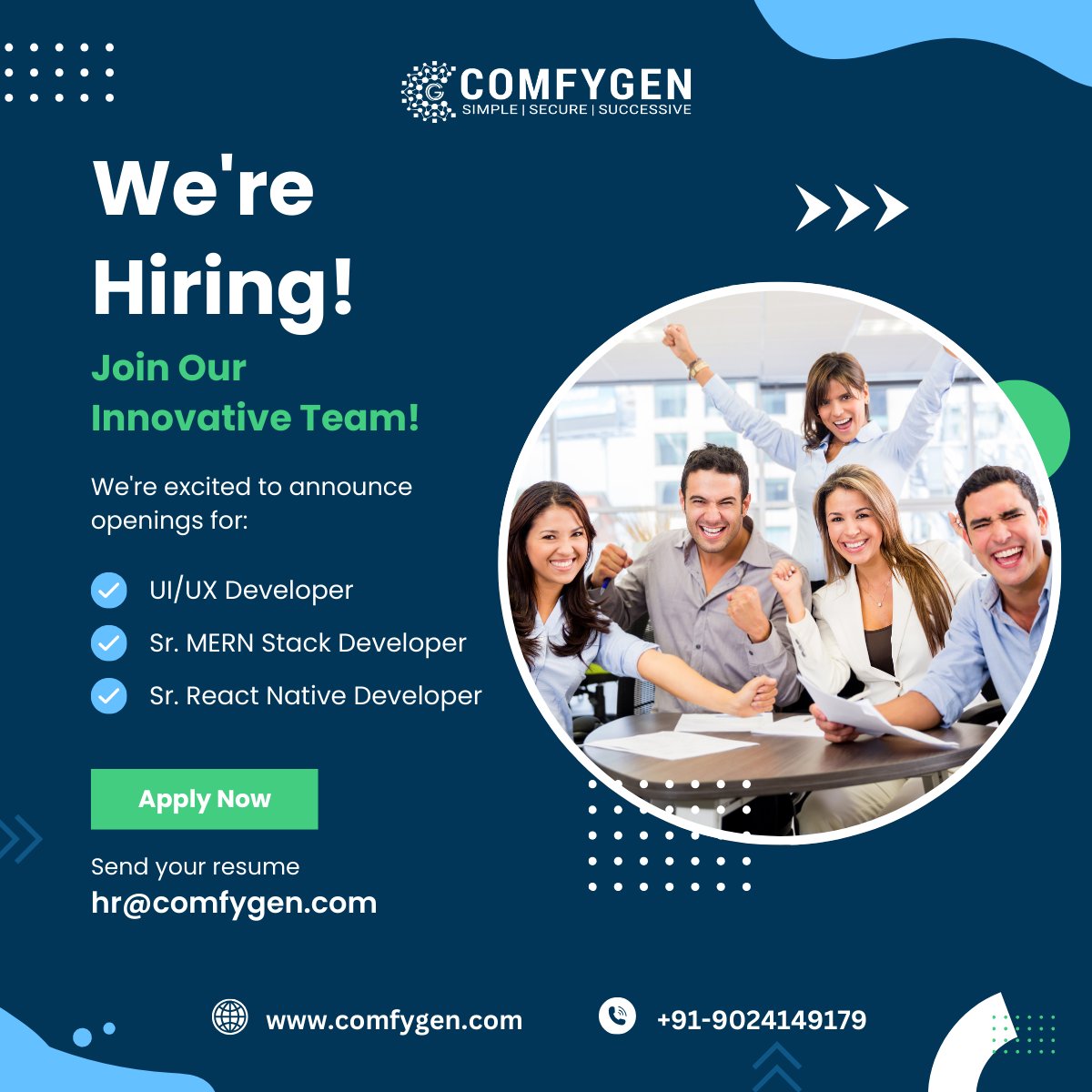 Comfygen_Tech's tweet image. 🚀We're hiring @Comfygen1 Private Limited! Join our innovative team!
We're looking for:
✅ UI/UX Developer
✅ Sr. MERN Stack Developer
✅ Sr. React Native Developer
Apply now! 💼
📧 hr@comfygen.com
🌐 comfygen.com
📞 +91-9024149179
#Hiring #TechJobs #UIUXDeveloper