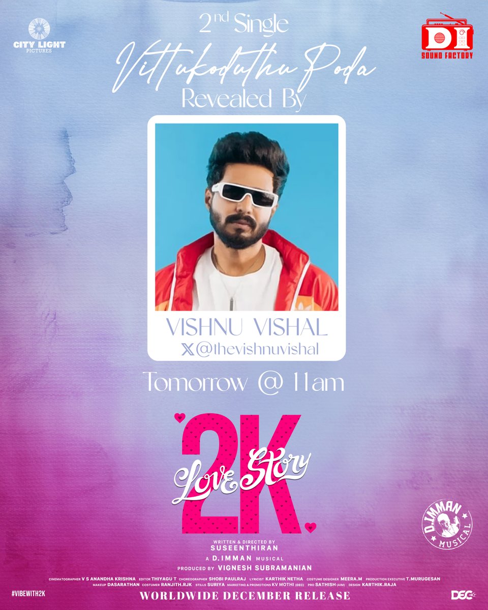 D.IMMAN (@immancomposer) on Twitter photo Brace yourselves as <a href="/TheVishnuVishal/">VISHNU VISHAL - VV</a> unveils the 2K Kids-yin Kadhal Thathuvaa Paadal 😉❤️🔥 #VittuKoduthuPoda from #2KLoveStory! 🎵✨ A musical storm is about to hit—get ready to groove like never before! 💥🔥 Stay tuned for the ultimate chartbuster!
A #DImmanMusical
Praise God! Brace yourselves as <a href="/TheVishnuVishal/">VISHNU VISHAL - VV</a> unveils the 2K Kids-yin Kadhal Thathuvaa Paadal 😉❤️🔥 #VittuKoduthuPoda from #2KLoveStory! 🎵✨ A musical storm is about to hit—get ready to groove like never before! 💥🔥 Stay tuned for the ultimate chartbuster!
A #DImmanMusical
Praise God!