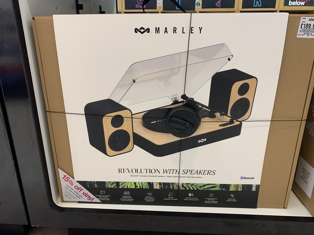 Pick up the gorgeous looking and sounding <a href="/HouseofMarleyUK/">House of Marley UK</a> #Revolution turntable with speakers. 
Save £60 as part of our #BlackFridayDeals 
#hmvCrazyDeals