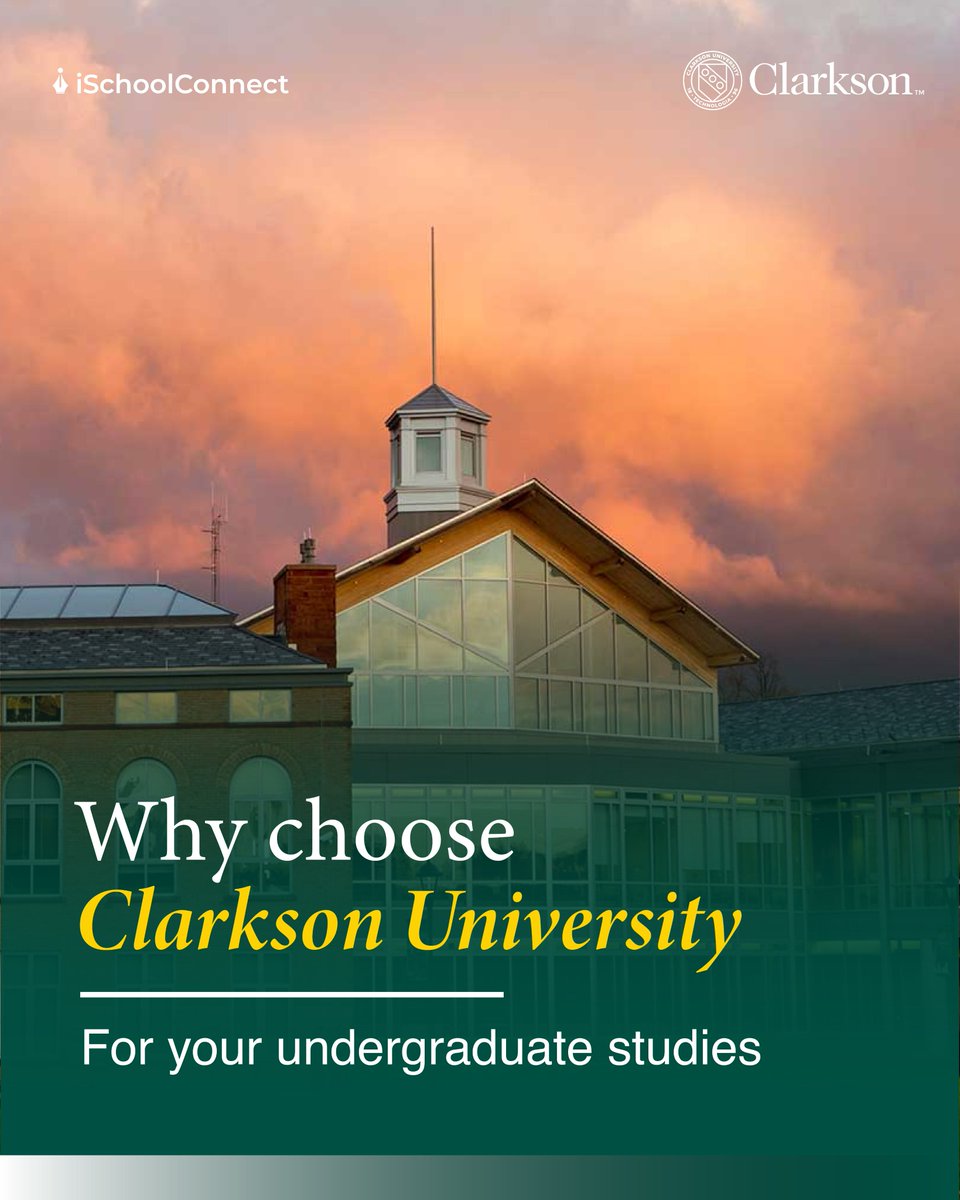 iSchoolConnect's tweet image. From engineering to business, Clarkson offers cutting-edge courses tailored to global careers. With a 97% job placement rate, it helps turn your dreams into reality. To know more, visit ischoolconnect.com/pages/lp/clark…

#studyabroad #clarkson #studyinUS #scholarships #TrendingNow