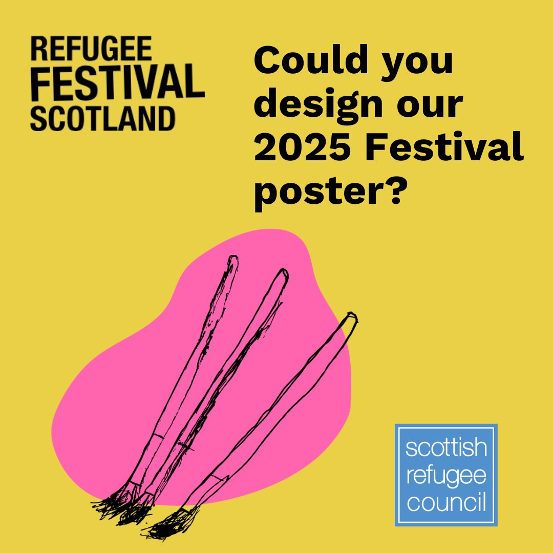 🖌️ Calling graphic designers &amp; artists with lived experience of migration and displacement! 

You're invited to apply to create the artwork for Refugee Festival Scotland 2025!

Deadline: Wed, 8 Jan

Visit the Refugee Festival Scotland website to find out more