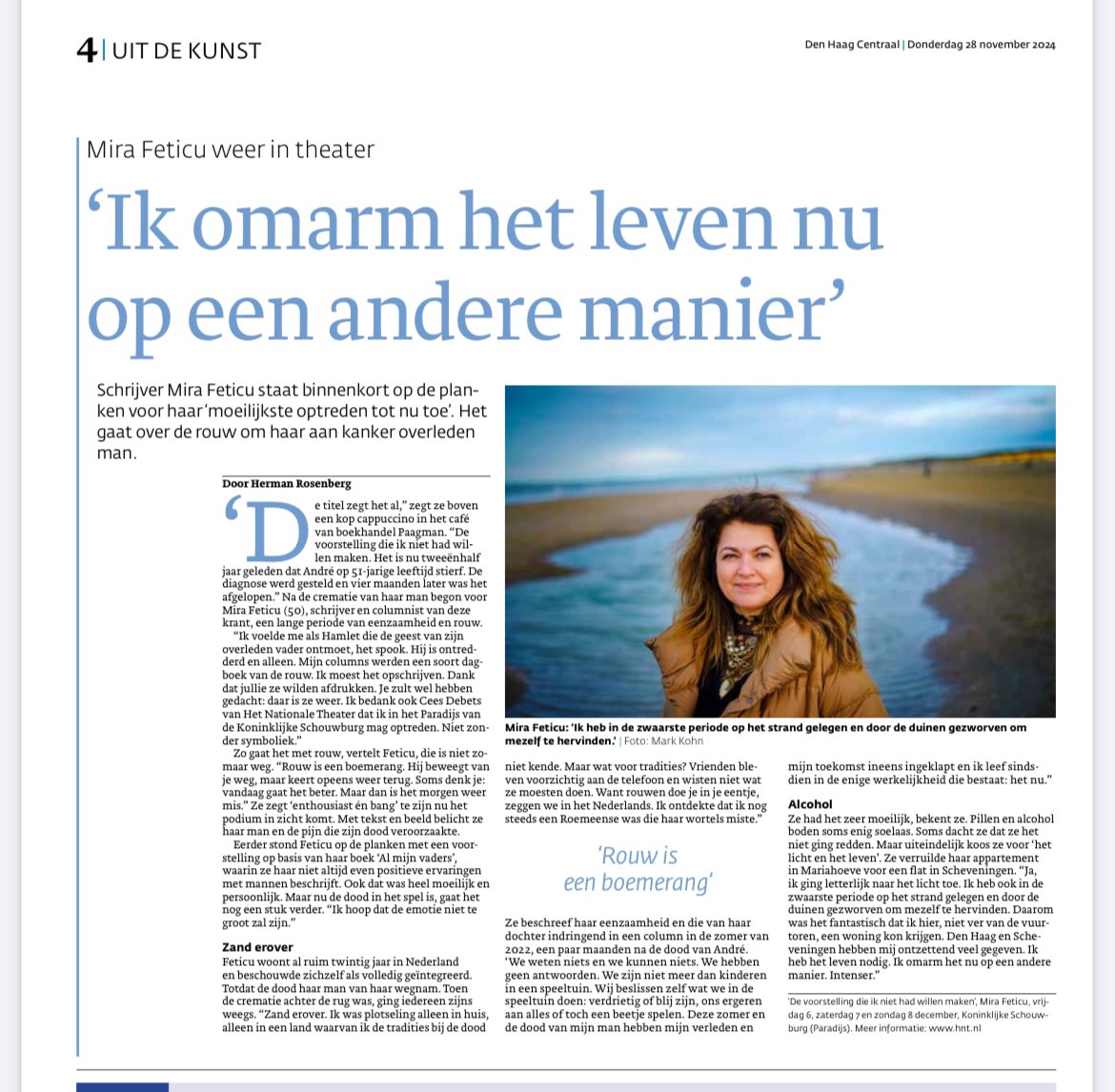mirafeticu's tweet photo. Nog een #interview over mijn #voorstelling! Deze keer in @DenHaagCentraal Veel dank voor het interview, @hplrosenberg ! Er zijn nog kaartjes! Delen is lief! π https://t.co/CAkJdwiYNZ