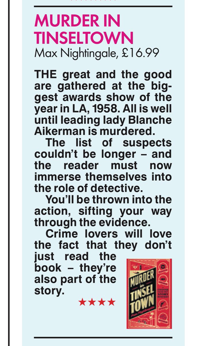 Chuffed to bits with this review of Tinseltown in today’s <a href="/TheSun/">The Sun</a>