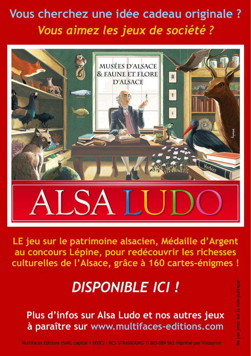 Multifaces_Ed's tweet image. Black Friday chez Multifaces Editions ! 3 super offres, valables du 29/11 au 09/12/2024 inclus.  OFFRE SPECIALE BLACK FRIDAY 3/3 ALSA LUDO : Musées d’Alsace &amp;amp; Faune et flore d’Alsace Promo spéciale à 13€ (au lieu de 25€) + frais de port offerts !!!  multifaces-editions.com/produit/promo-…