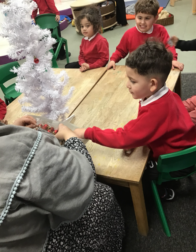 LapagePrimary's tweet photo. The children in Nurture got their Christmas tree this week, they were excited decorate it.  Everyone did well in taking turns and waiting for their turn. They selected the colour they wanted to add and learnt about big and small.
#LapagePrimary #Christmas2024 #LearningJourney https://t.co/OKFV99YFhW