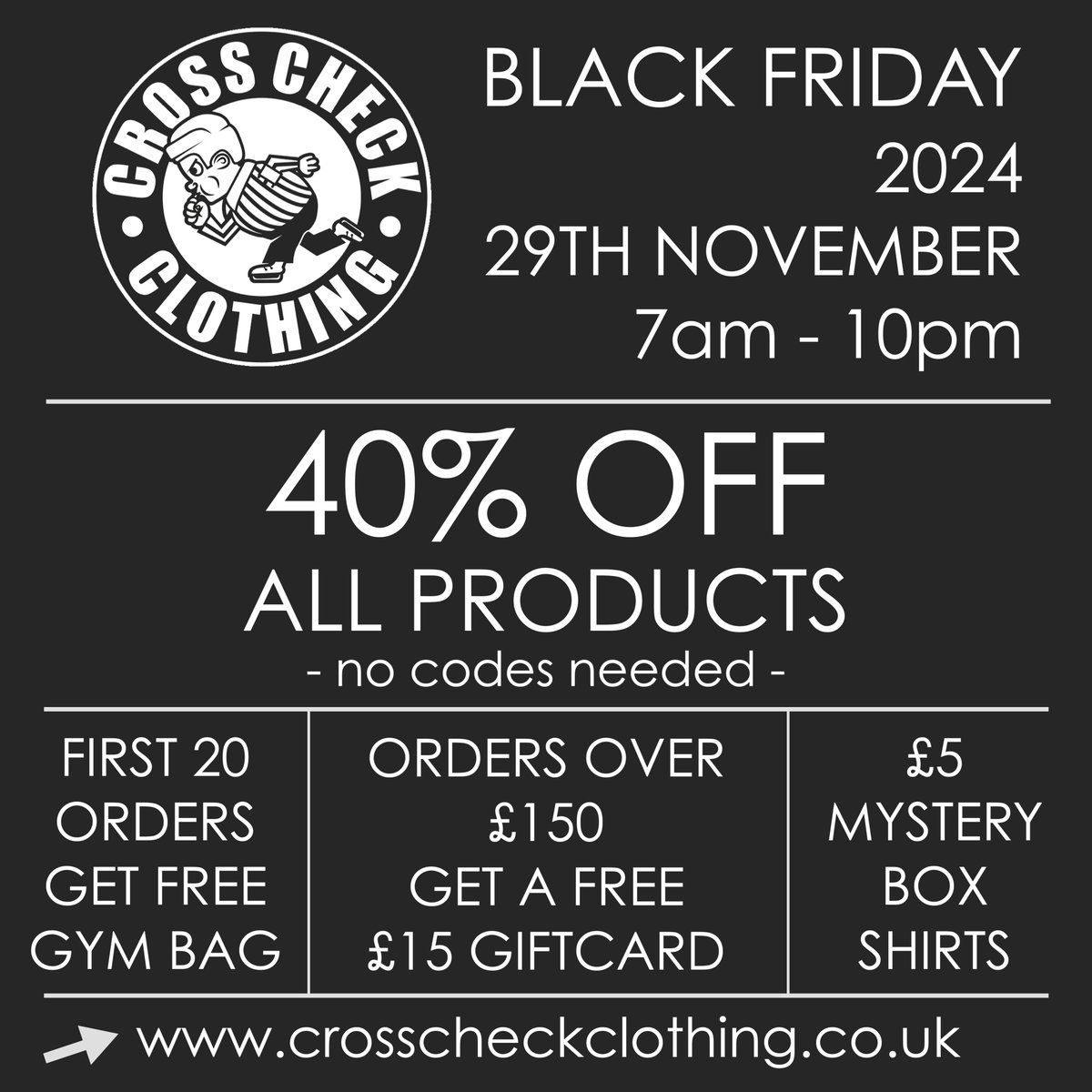 Want to win yourself a £200 Cross Check Christmas Bundle?

All you need to do is LIKE &amp; SHARE this Black Friday Post and we'll pick a winner at random to receive a super collection of FREE Cross Check SWAG!

Enter up to 10pm tonight and winner will be announced over the weekend x