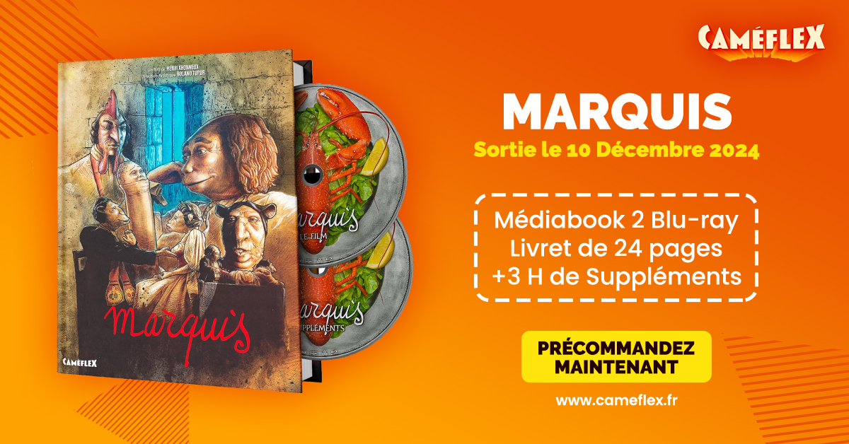 Annonce Importante 📣

Je sors enfin Marquis (1989) de Henri Xhonneux et Roland Topor en Blu-ray 💿

Édition Médiabook | 2 Blu-ray | Limitée à 1000 exemplaires

Sortie le 10 décembre - Déjà dispo en précommande sur cameflex.fr

Une aventure que j’essaie de mener à