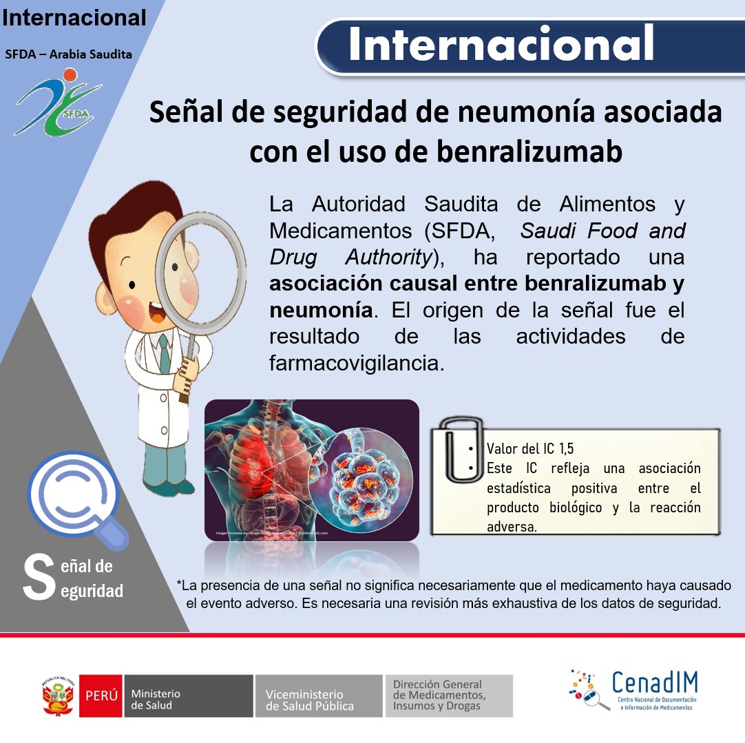 CENADIM's tweet image. 🔷📣 𝐍𝐎𝐓𝐈𝐂𝐈𝐀𝐒 𝐃𝐄 𝐈𝐍𝐓𝐄𝐑É𝐒
📌️𝐒𝐞ñ𝐚𝐥 𝐝𝐞 𝐬𝐞𝐠𝐮𝐫𝐢𝐝𝐚𝐝 𝐝𝐞 𝐧𝐞𝐮𝐦𝐨𝐧í𝐚 𝐚𝐬𝐨𝐜𝐢𝐚𝐝𝐚 𝐜𝐨𝐧 𝐞𝐥 𝐮𝐬𝐨 𝐝𝐞 #𝐛𝐞𝐧𝐫𝐚𝐥𝐢𝐳𝐮𝐦𝐚𝐛

#Farmacovigilancia #Ereporting

bvcenadim.digemid.minsa.gob.pe/index.php/noti…