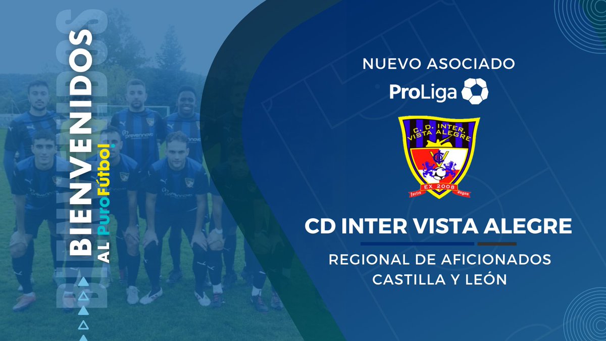 ProLiga Fútbol (@proligafutbol) on Twitter photo 👋 ¡Bienvenidos!
El <a href="/CDInterVA/">Inter Vista Alegre</a> se suma a <a href="/ProLigaFutbol/">ProLiga Fútbol</a>
El club, uno de los más importantes de la ciudad de Burgos, cuenta con su principal equipo en el Grupo A de la Regional Preferente de CyL.
Gracias por formar parte de <a href="/ProLigaFutbol/">ProLiga Fútbol</a>
#UnidosPorLosMismosValores 👋 ¡Bienvenidos!
El <a href="/CDInterVA/">Inter Vista Alegre</a> se suma a <a href="/ProLigaFutbol/">ProLiga Fútbol</a>
El club, uno de los más importantes de la ciudad de Burgos, cuenta con su principal equipo en el Grupo A de la Regional Preferente de CyL.
Gracias por formar parte de <a href="/ProLigaFutbol/">ProLiga Fútbol</a>
#UnidosPorLosMismosValores