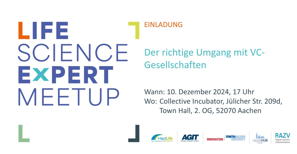 RWTH Innovation (@rwthinnovation) on Twitter photo Explore how and when to approach VC companies as a life science start-up | As part of our #RWTHExpertHub #LifeScience, we are hosting a workshop to help you get access to #VentureCapital firms.
Register now: medlife-ev.de/events-2/lsem-…
#ESCNRW <a href="/RWTH/">RWTH Aachen</a> Explore how and when to approach VC companies as a life science start-up | As part of our #RWTHExpertHub #LifeScience, we are hosting a workshop to help you get access to #VentureCapital firms.
Register now: medlife-ev.de/events-2/lsem-…
#ESCNRW <a href="/RWTH/">RWTH Aachen</a>