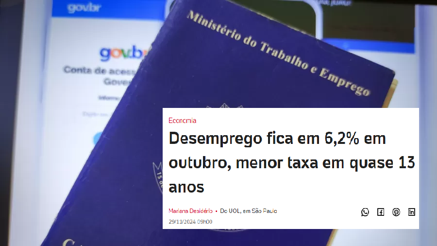 𝗖𝗔𝗜𝗨 𝗗𝗘 𝗡𝗢𝗩𝗢!Até parece matéria repetida, mas na verdade é a taxa de desemprego que não para de cair, resultado do trabalho intenso que o governo Lula tem feito pelos trabalhadores do nosso país.É disso que o brasileiro precisa, emprego e renda para alavancar a economia