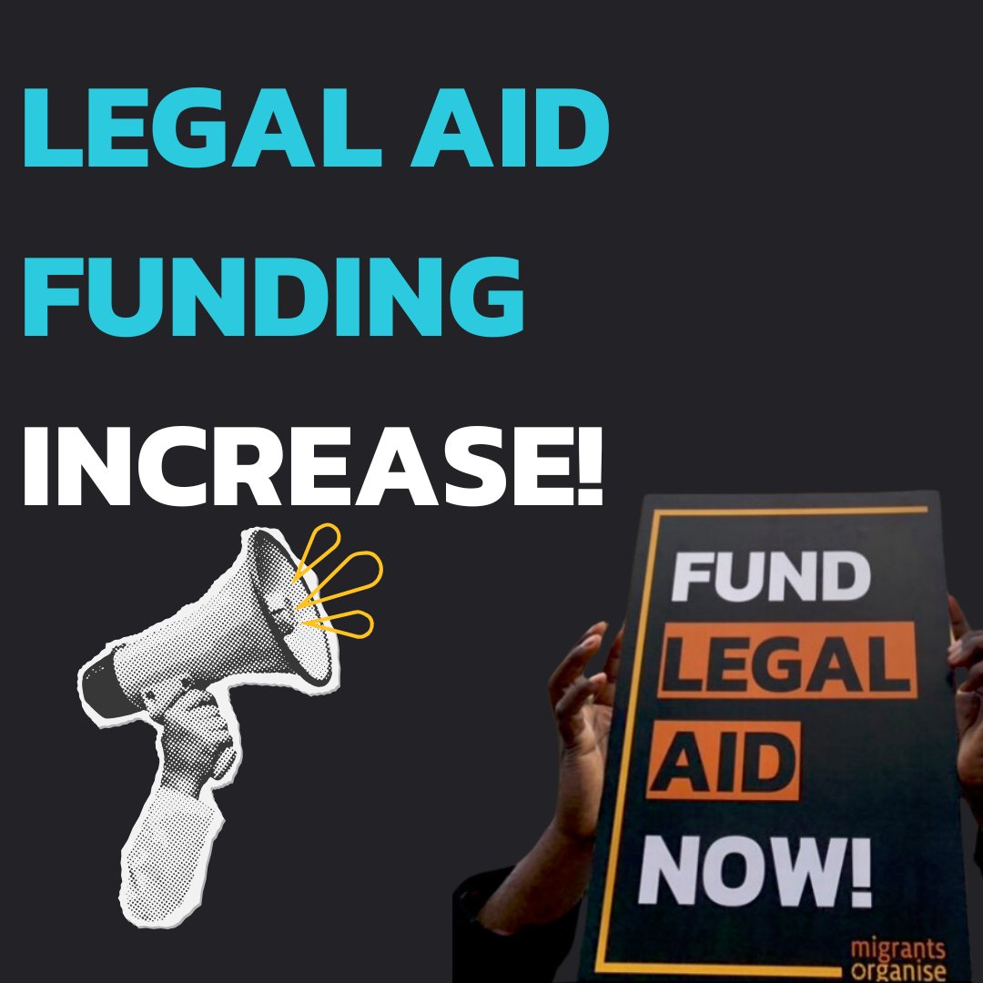 📢BREAKING📢 After years of pressure from migrant groups and legal aid workers, the government has finally announced a £20million increase to civil legal aid.

Today we’re celebrating, but tomorrow we continue the work of organising for justice. Here’s why today’s news matters 🧵