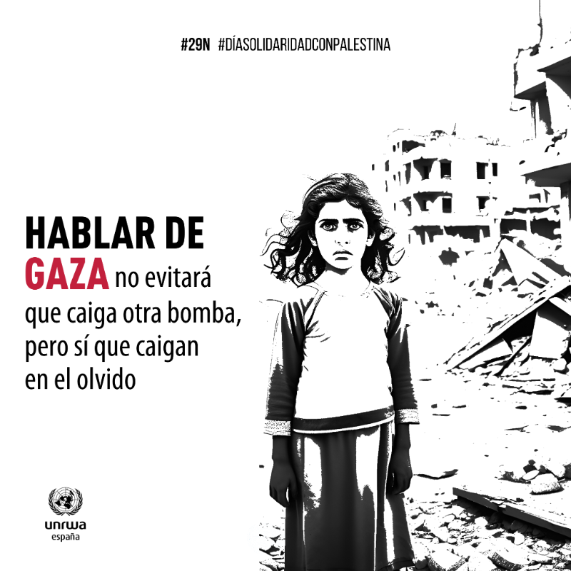 UNRWAes's tweet photo. #29N #DíaSolidaridadconPalestina

No dejemos de hablar de Gaza.
No dejemos de hablar de Cisjordania.
No dejemos de hablar de los refugiados y refugiadas.
No dejemos de hablar de Palestina.