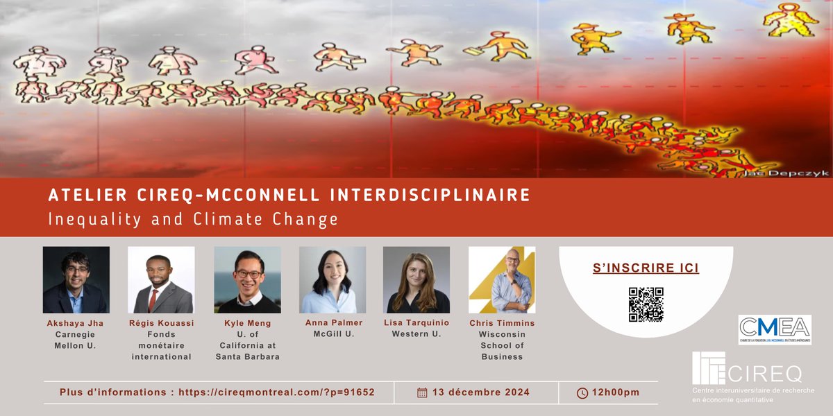 Assistez à l’Atelier CIREQ-McConnell interdisciplinaire sur les inégalités et le changement climatique, le 13 décembre, à l’Université de Montréal.

Inscriptions ouvertes jusqu’au 2 décembre à midi !

Pour en savoir plus: cireqmontreal.com/?p=91652