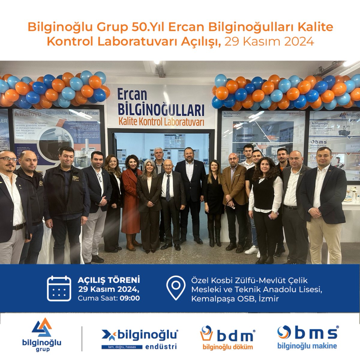 's tweet image. Bilginoğlu Grup 50. Yıl “Ercan Bilginoğulları Kalite Kontrol Laboratuvarı” Açılışı!
#MTAL #özelkosbizülfümevlütçelik #kalitekontrollaboratuvarı #açılıştöreni #geleceğinprofesyonelleri #KSS #bilginoğluendüstri #bilginoğlumakine #bilginoğludöküm #bilginoğlugrup