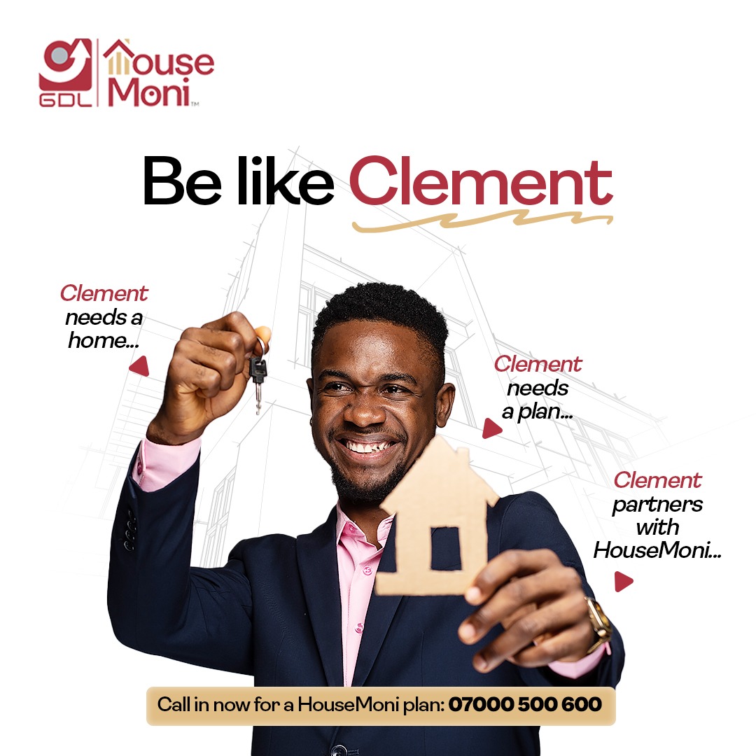 With GDL HouseMoni, Clement gets a house.

Call 07000 500 600 to start your homeownership journey today.