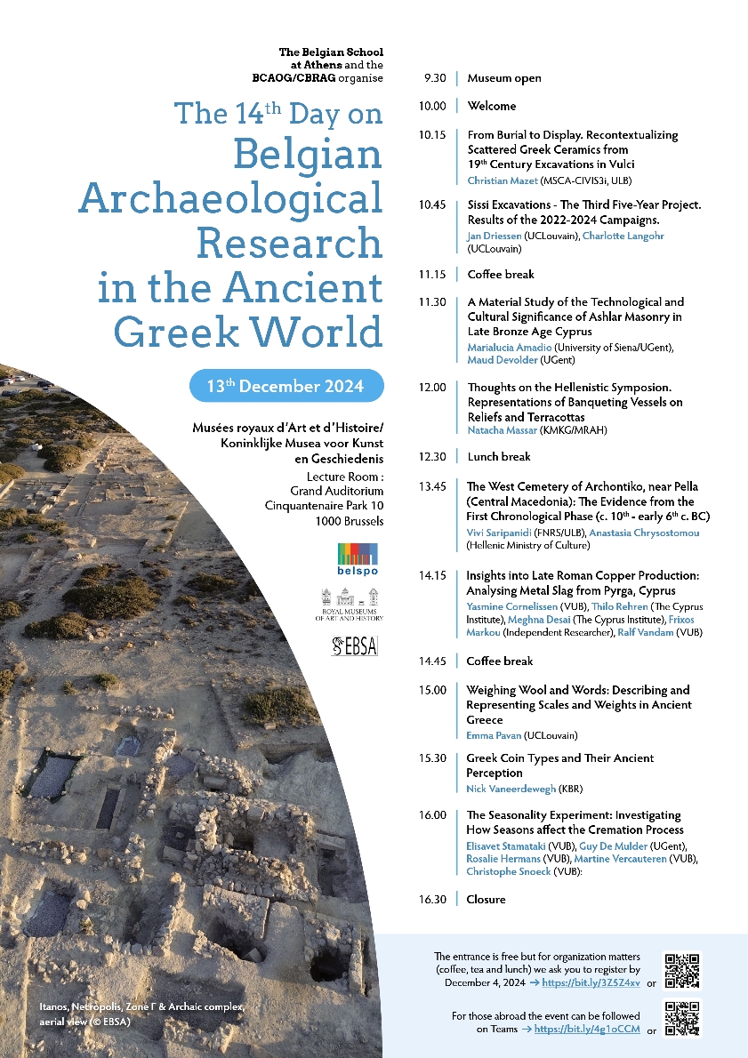 On Friday 13 December  2024, the Art &amp; History Museum will host the 14th Day on Belgian  Archaeological Research in the Ancient Greek World organized by <a href="/EBSA_Tw/">EBSA</a> and the BCAOG/CBRAG. 
More info: 👉 lnkd.in/eNavJW9x