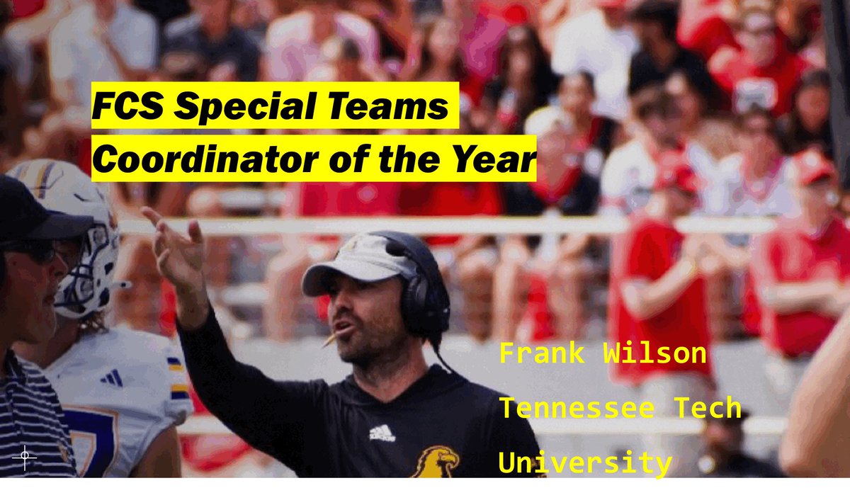 National Special Teams Player of the Year Award (@specialteamspoy) on Twitter photo We’re proud to announce or 2024 #SpecialTeams Coordinator of the Year.
Special Teams at <a href="/TNTechFootball/">TTU Football</a> improved 115 spots (118 to 3) on our Special Teams Matrix.
Congratulations to Frank Wilson, of <a href="/TNTechFootball/">TTU Football</a> We’re proud to announce or 2024 #SpecialTeams Coordinator of the Year.
Special Teams at <a href="/TNTechFootball/">TTU Football</a> improved 115 spots (118 to 3) on our Special Teams Matrix.
Congratulations to Frank Wilson, of <a href="/TNTechFootball/">TTU Football</a>