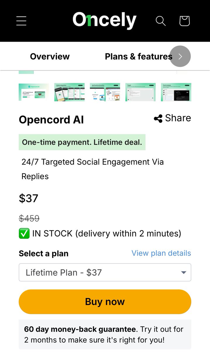 We are live oncely, a newly established LTD platform, just right on the Black Friday!

Pay one time for this Ai Agent, use it forever 👀
