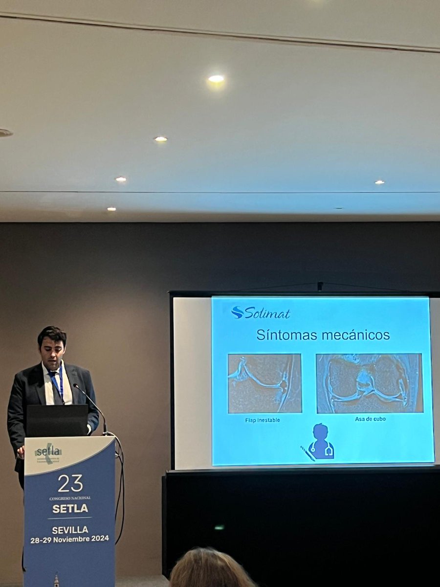Solimat72's tweet photo. Ponencia del Dr. David Gómez Garrido, Traumatólogo en el #HospitalSolimatSanJosé: "Genu varo como factor de riesgo en las roturas meniscales. Resultados preliminares"
@SETLA11 #SETLA #SETLA24 #traumatología https://t.co/QgHO1pEhgV