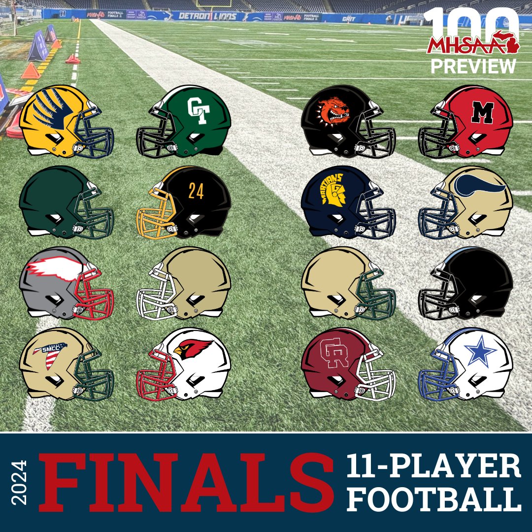 MHSAA's tweet photo. π11-PLAYER FOOTBALL FINALS - π·ππ & πΆπΎπ°π»: 2024 11-Player Finals Preview
>> https://t.co/eqM1wEbBsx π β£
#football #finals #fordfield #finalsbound #goodluck #11player #preview #checkitout #MHSAA #MHSAA100
@mistudentaid https://t.co/JfuyyY0dW4